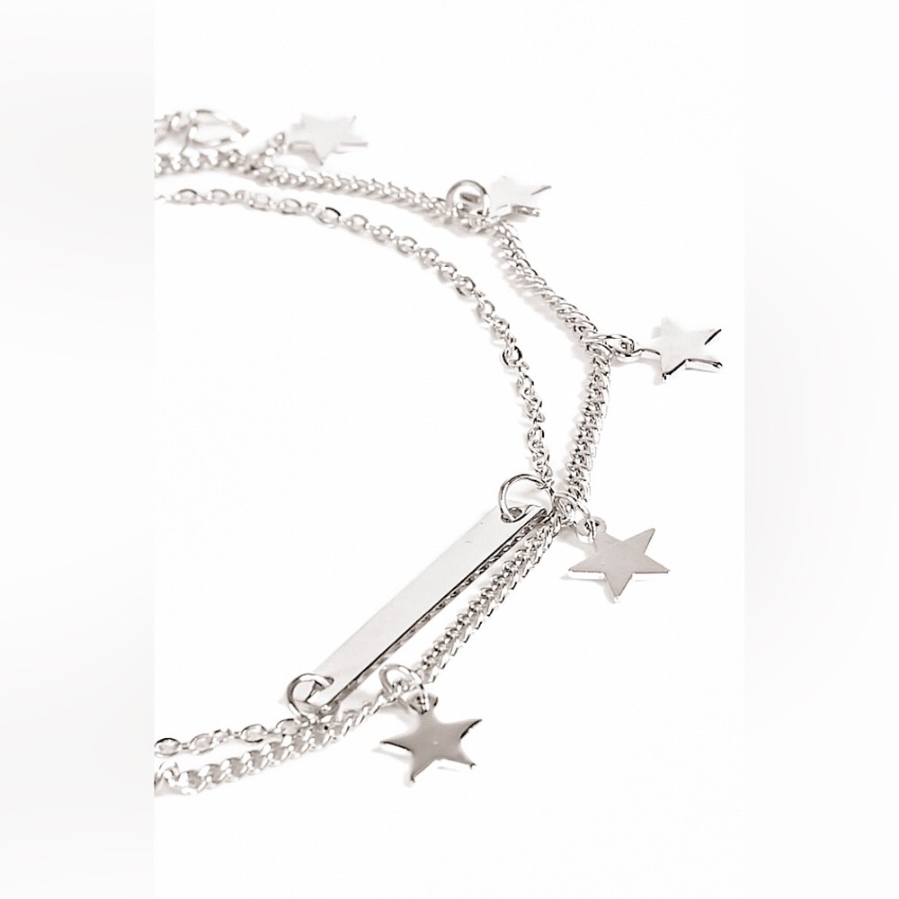 🔴𝟭𝟬/$𝟮𝟱🔴NEW 2 Layered Bar Star Anklet - Picture 9 of 17